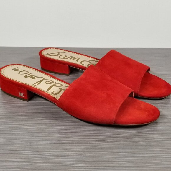Sam Edelman Kenz Block Heel Slide, Red Suede, Womens Size 10 M / 40 - Picture 3 of 11